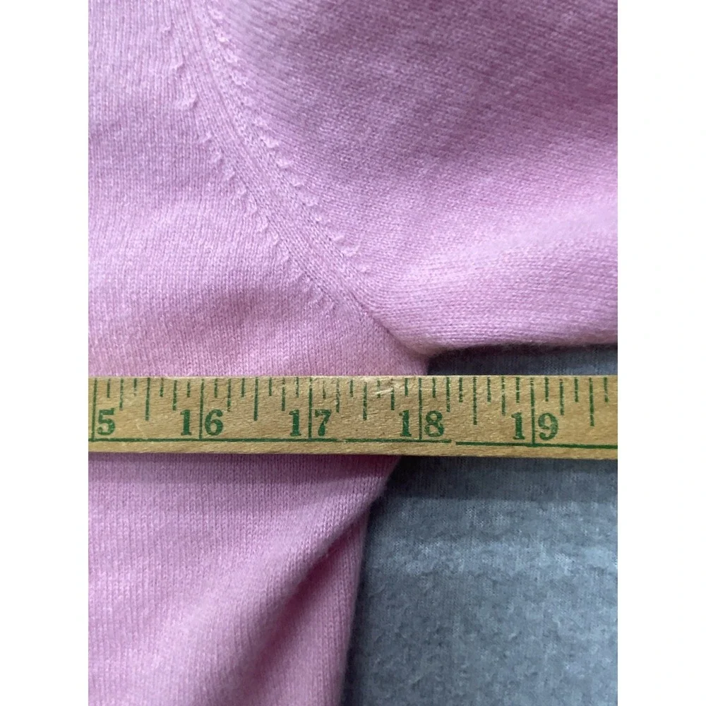 ERDOS Sweater Womens 105 Pink Cashmere Blend V Neck Bow Knit Pullover Top